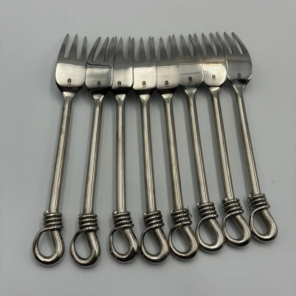 Gourmet Settings Twist and Shout 18/10 Stainless Steel Dinner Forks Set of 8